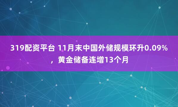 319配资平台 11月末中国外储规模环升0.09%,黄金储备连增13个月