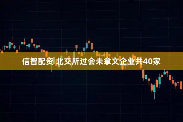 信智配资 北交所过会未拿文企业共40家